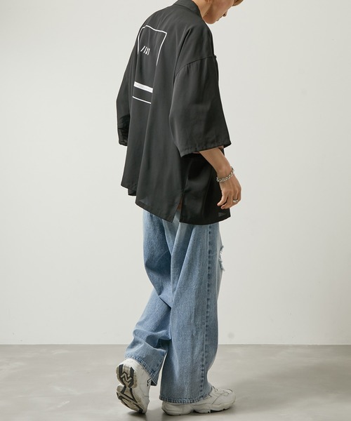 iisy（イージー）の「【 iisy 】ドルマンライクバックプリントシャツ（シャツ/ブラウス・メンズ・ブラック/ライトグレー・S/M/L/XL）」の21枚目の写真