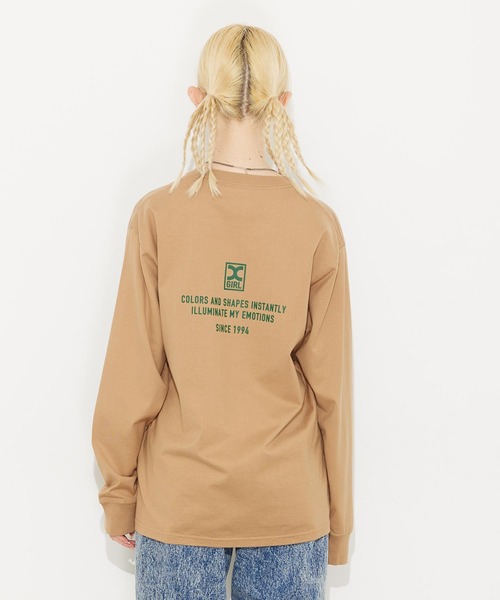 X-girl（エックスガール）の「TIGER BOX LOGO L/S TEE（Tシャツ/カットソー・レディース・ホワイト/ベージュ/ブラック・L/XL/M/S）」の5枚目の写真