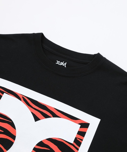X-girl（エックスガール）の「TIGER BOX LOGO L/S TEE（Tシャツ/カットソー・レディース・ホワイト/ベージュ/ブラック・L/XL/M/S）」の13枚目の写真