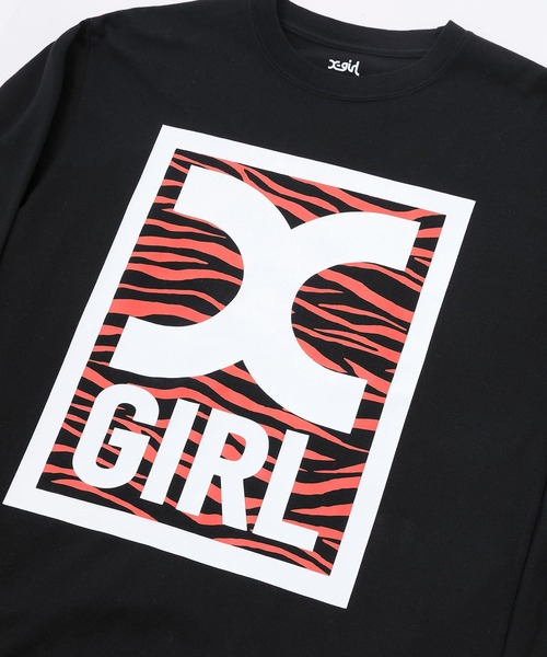 X-girl（エックスガール）の「TIGER BOX LOGO L/S TEE（Tシャツ/カットソー・レディース・ホワイト/ベージュ/ブラック・L/XL/M/S）」の14枚目の写真