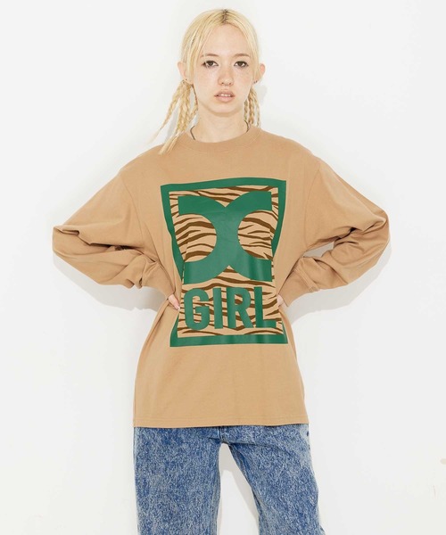 X-girl（エックスガール）の「TIGER BOX LOGO L/S TEE（Tシャツ/カットソー・レディース・ホワイト/ベージュ/ブラック・L/XL/M/S）」の18枚目の写真