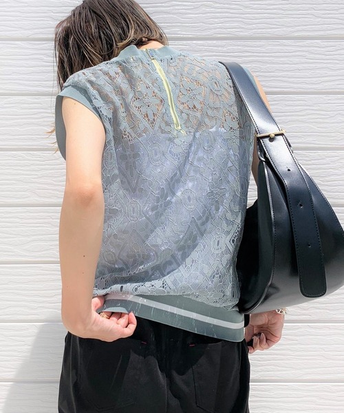 Q（キュー）の「レースリブトップス（Tシャツ/カットソー・レディース・ブラック/グリーン系その他・MEDIUM）」の7枚目の写真