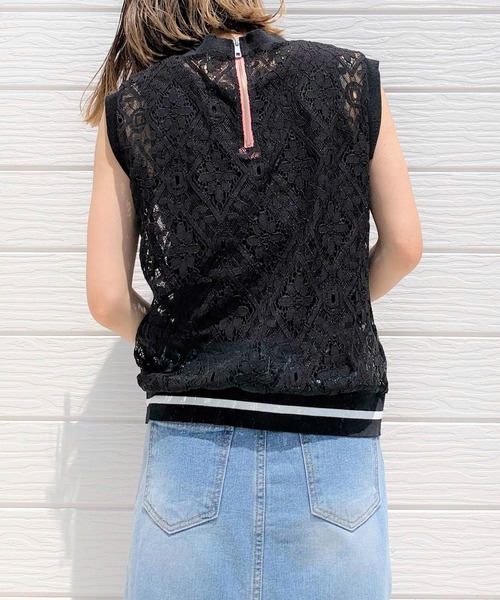 Q（キュー）の「レースリブトップス（Tシャツ/カットソー・レディース・ブラック/グリーン系その他・MEDIUM）」の8枚目の写真