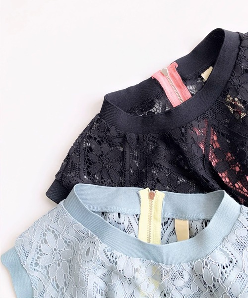 Q（キュー）の「レースリブトップス（Tシャツ/カットソー・レディース・ブラック/グリーン系その他・MEDIUM）」の9枚目の写真