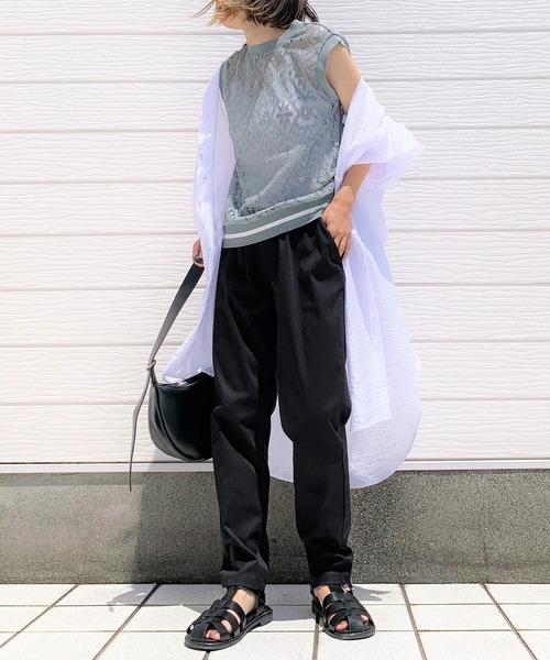 Q（キュー）の「レースリブトップス（Tシャツ/カットソー・レディース・ブラック/グリーン系その他・MEDIUM）」の13枚目の写真