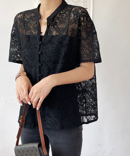 emi+(エミプラス)の「刺繍ノーカラーレースブラウス(シャツ/ブラウス・レディース・ホワイト/ブラック/ベージュ/カーキ・M/L)」の20枚目の写真