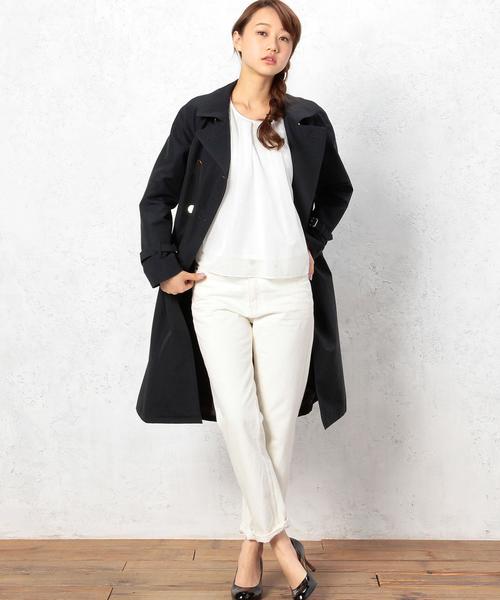 green label relaxing（グリーンレーベルリラクシング）の「GT C/N クロス レディ トレンチコート ◆（トレンチコート・レディース・オリーブ/ネイビー・フリー）」の2枚目の写真