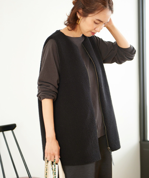 新品！未使用！フレームワーク　ボアベスト　黒 セール】ボアZIPベスト（ベスト）｜FRAMeWORK（フレームワーク