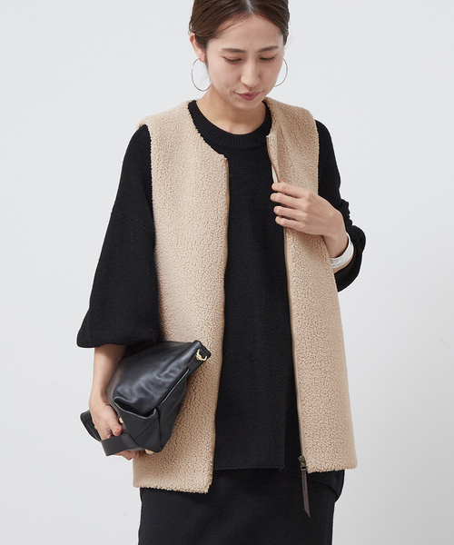 FRAMeWORK ベージュ ボアベスト セール】ボアZIPベスト（ベスト）｜FRAMeWORK（フレームワーク