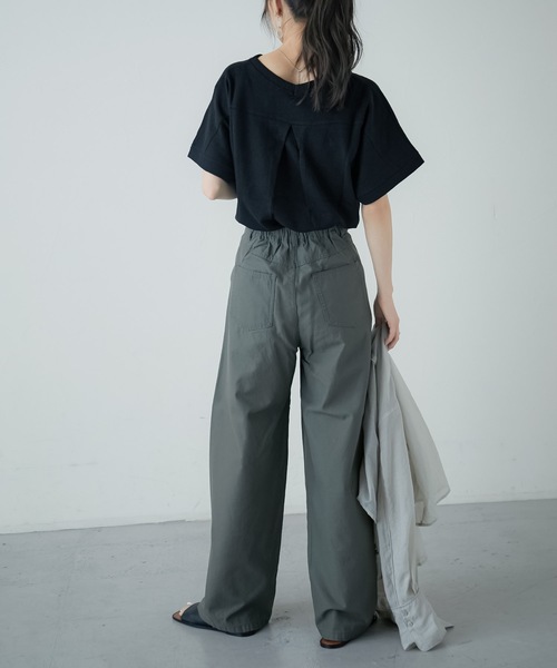 Fashion Letter（ファッションレター）の「Vネックコットンワッフルカットソー（Tシャツ/カットソー・レディース・ブラック/オフホワイト/チャコール・M）」の14枚目の写真