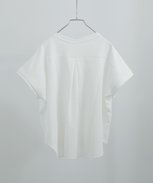 Fashion Letter（ファッションレター）の「Vネックコットンワッフルカットソー（Tシャツ/カットソー・レディース・ブラック/オフホワイト/チャコール・M）」の18枚目の写真