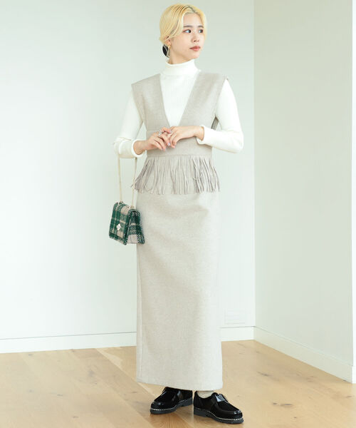 BeAMS DOT（ビームスドット）の「BeAMS DOT / ウエストフリンジ ジャンパースカート（ワンピース・レディース・ブラック/ベージュ/ワイン・FREE）」の16枚目の写真