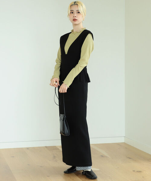 BeAMS DOT（ビームスドット）の「BeAMS DOT / ウエストフリンジ ジャンパースカート（ワンピース・レディース・ブラック/ベージュ/ワイン・FREE）」の10枚目の写真