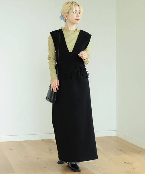 BeAMS DOT（ビームスドット）の「BeAMS DOT / ウエストフリンジ ジャンパースカート（ワンピース・レディース・ブラック/ベージュ/ワイン・FREE）」の19枚目の写真