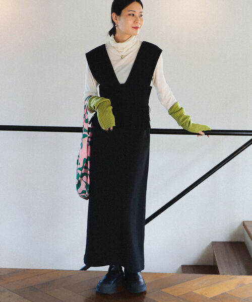 BeAMS DOT（ビームスドット）の「BeAMS DOT / ウエストフリンジ ジャンパースカート（ワンピース・レディース・ブラック/ベージュ/ワイン・FREE）」の5枚目の写真