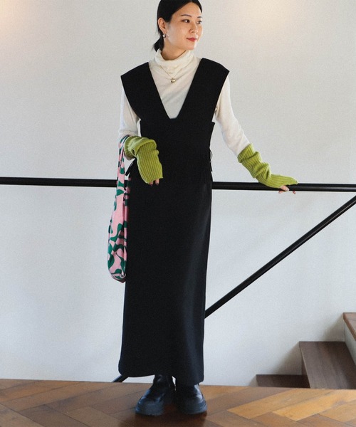 BeAMS DOT（ビームスドット）の「BeAMS DOT / ウエストフリンジ ジャンパースカート（ワンピース・レディース・ブラック/ベージュ/ワイン・FREE）」の2枚目の写真