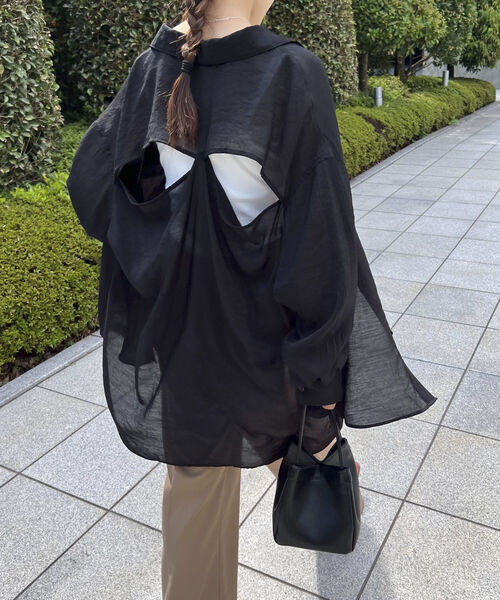 fredy repit（フレディレピ）の「バックスリット シアーシャツ（シャツ/ブラウス・レディース・ブラック/パープル/オフホワイト・38）」の2枚目の写真