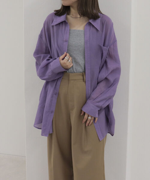 fredy repit（フレディレピ）の「バックスリット シアーシャツ（シャツ/ブラウス・レディース・ブラック/パープル/オフホワイト・38）」の10枚目の写真