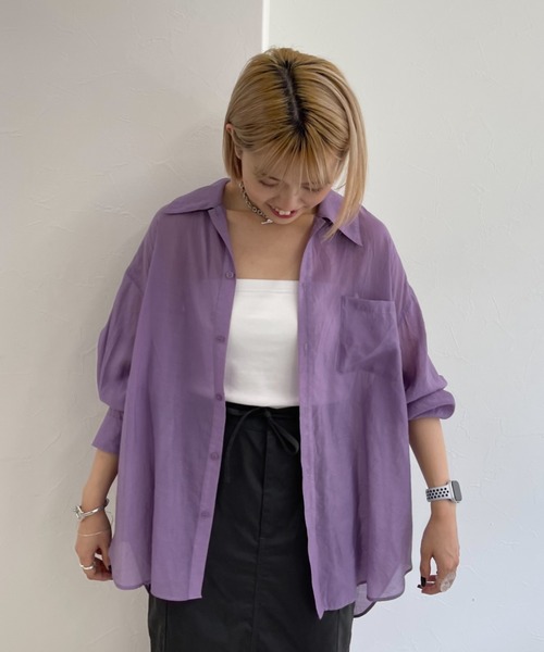 fredy repit（フレディレピ）の「バックスリット シアーシャツ（シャツ/ブラウス・レディース・ブラック/パープル/オフホワイト・38）」の3枚目の写真