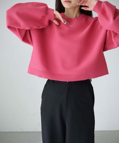 cheriella（シェリエラ）の「【cheriella】WEB限定スポンディッシュガーターショートプルオーバー（ニット/セーター・レディース・ブラック/ブラウン/グリーン/アイボリー/ワインレッド/ブルー/ライトグレー/ピンク・M）」の7枚目の写真