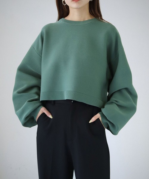 cheriella（シェリエラ）の「【cheriella】WEB限定スポンディッシュガーターショートプルオーバー（ニット/セーター・レディース・ブラック/ブラウン/グリーン/アイボリー/ワインレッド/ブルー/ライトグレー/ピンク・M）」の5枚目の写真