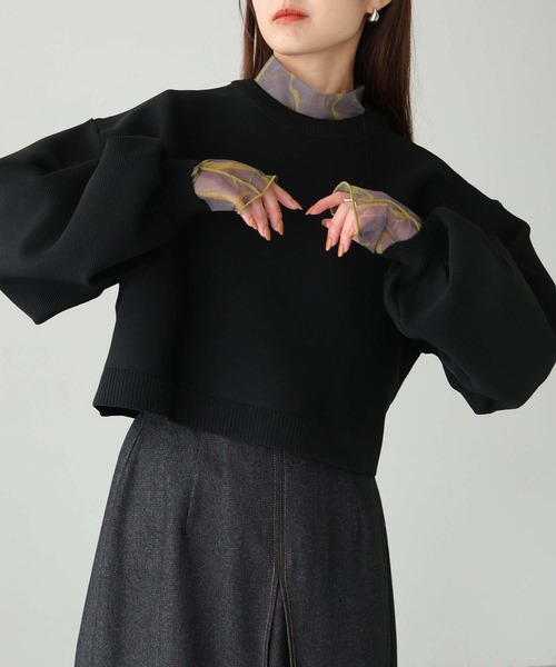 cheriella（シェリエラ）の「【cheriella】WEB限定スポンディッシュガーターショートプルオーバー（ニット/セーター・レディース・ブラック/ブラウン/グリーン/アイボリー/ワインレッド/ブルー/ライトグレー/ピンク・M）」の22枚目の写真