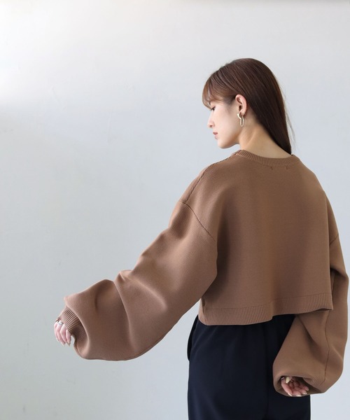 cheriella（シェリエラ）の「【cheriella】WEB限定スポンディッシュガーターショートプルオーバー（ニット/セーター・レディース・ブラック/ブラウン/グリーン/アイボリー/ワインレッド/ブルー/ライトグレー/ピンク・M）」の10枚目の写真