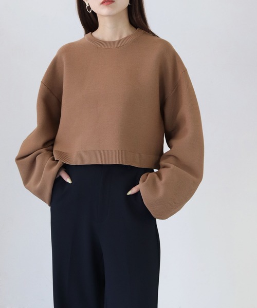 cheriella（シェリエラ）の「【cheriella】WEB限定スポンディッシュガーターショートプルオーバー（ニット/セーター・レディース・ブラック/ブラウン/グリーン/アイボリー/ワインレッド/ブルー/ライトグレー/ピンク・M）」の9枚目の写真