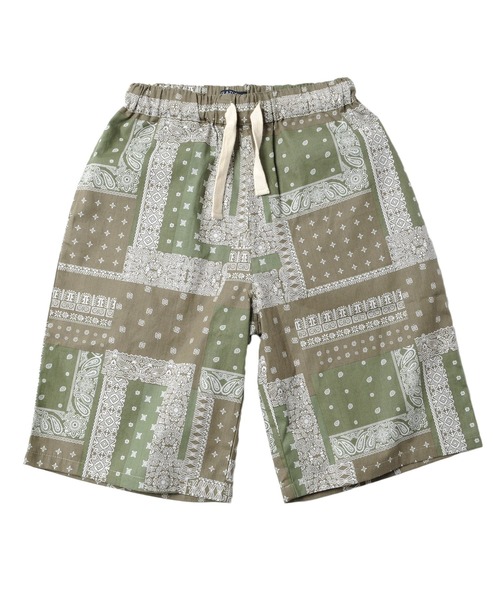 GLAZOS(グラソス)の「総柄ワイドイージーハーフパンツ【セットアップ対応】(その他パンツ・キッズ・カーキ/ブルー・160cm/170cm/140cm/150cm)」の3枚目の写真