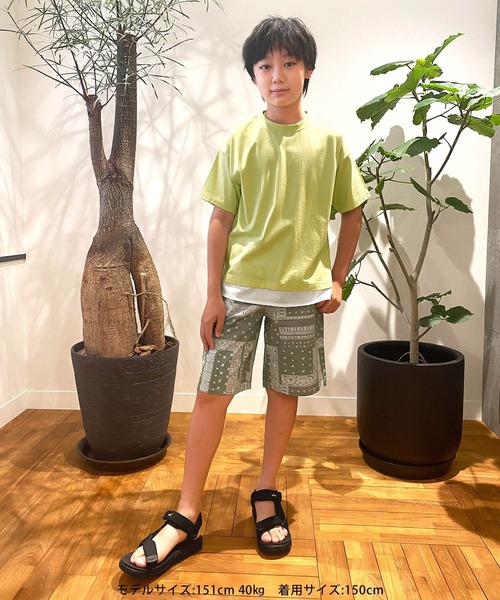 GLAZOS(グラソス)の「総柄ワイドイージーハーフパンツ【セットアップ対応】(その他パンツ・キッズ・カーキ/ブルー・160cm/170cm/140cm/150cm)」の6枚目の写真