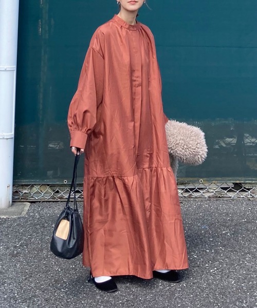 CORNERS by KR（コーナーズバイケーアール）の「CORNERS by KR 2wayボリュームスリーブシャツワンピース（シャツワンピース・レディース・グリーン/ブラック/ベージュ/オレンジ/ライトブラック/テラコッタ・L/M）」の16枚目の写真