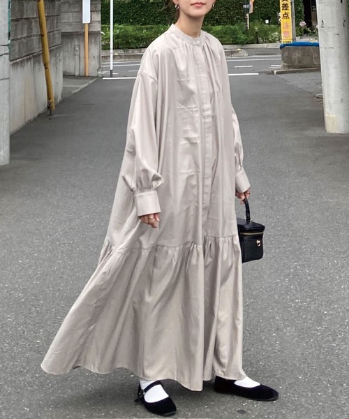 CORNERS by KR（コーナーズバイケーアール）の「CORNERS by KR 2wayボリュームスリーブシャツワンピース（シャツワンピース・レディース・グリーン/ブラック/ベージュ/オレンジ/ライトブラック/テラコッタ・L/M）」の18枚目の写真