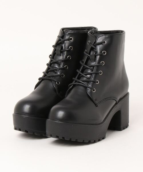 Zipper(ジッパー)の「【Zipper】 厚底レースアップショートブーツ(ブーツ・レディース・アイボリー/ブラック/ブラック系その他/ブラック×グレー/ワイン・S/M/L/LL)」の7枚目の写真