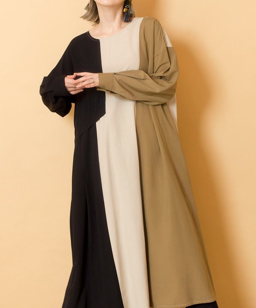 OSMOSIS(オズモーシス)の「2WAY切替シャツワンピース(シャツワンピース・レディース・ブラック/ライトパープル/ライトベージュ・ONE SIZE)」の2枚目の写真