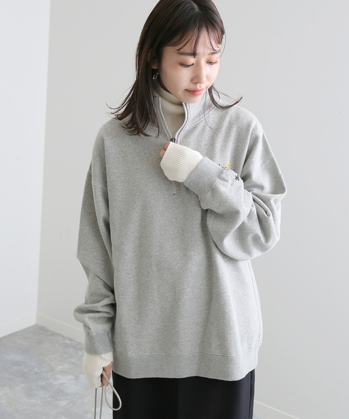 SLOBE IENA（スローブイエナ）の「【Collegiate Pacific】ハーフジップスウェット（スウェット・レディース・グレー/アイボリー・FREE）」の16枚目の写真