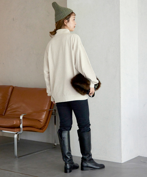 SLOBE IENA（スローブイエナ）の「【Collegiate Pacific】ハーフジップスウェット（スウェット・レディース・グレー/アイボリー・FREE）」の18枚目の写真