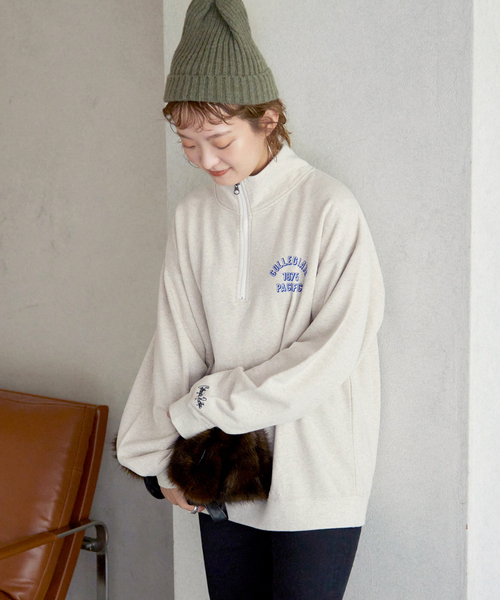 SLOBE IENA（スローブイエナ）の「【Collegiate Pacific】ハーフジップスウェット（スウェット・レディース・グレー/アイボリー・FREE）」の14枚目の写真