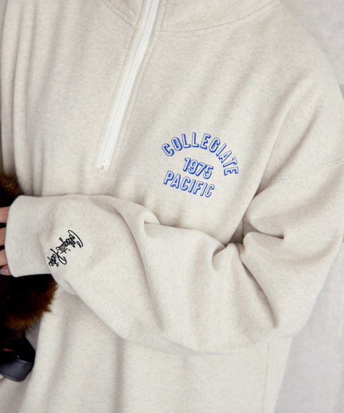 SLOBE IENA（スローブイエナ）の「【Collegiate Pacific】ハーフジップスウェット（スウェット・レディース・グレー/アイボリー・FREE）」の19枚目の写真