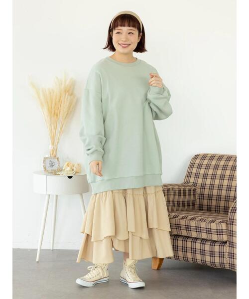 SLURR（スラ―）の「[大きいサイズ]ウラキモウボリュームスリーブチュニック（スウェット・レディース・モカ/チャコールグレー/アイボリー/ミント・L）」の16枚目の写真