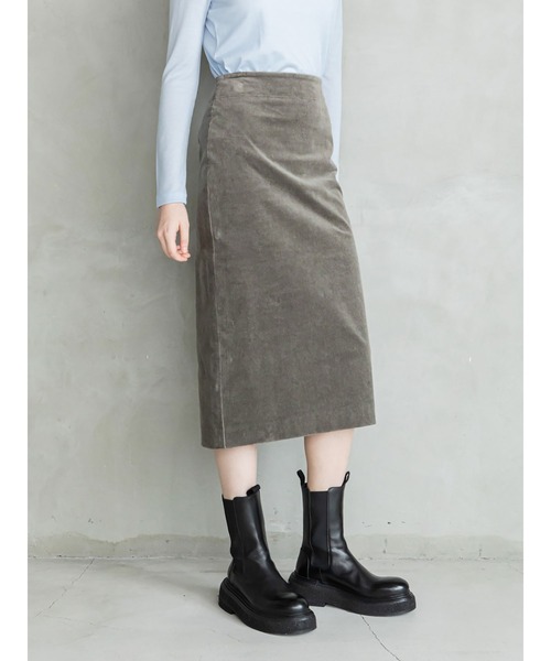 enchainement(アンシェヌマン)の「Corduroy Stretch SK(スカート・レディース・ベージュ/チャコールグレー/オフホワイト・1/2)」の3枚目の写真