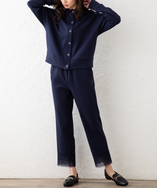 aunt lily(アントリリー)の「ダンボールニット裾レースアクセントパンツ(その他パンツ・レディース・キナリ/ネイビー・M/L/LL/3L)」の7枚目の写真