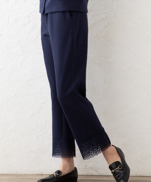 aunt lily(アントリリー)の「ダンボールニット裾レースアクセントパンツ(その他パンツ・レディース・キナリ/ネイビー・M/L/LL/3L)」の3枚目の写真