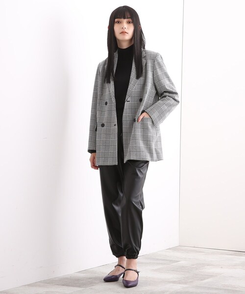 新品インディヴィダブルジャケッ　グレンチェック　ゆったりシルエット40 INDIVI（インディヴィ）の「◇【グレンチェック】ダブルジャケット