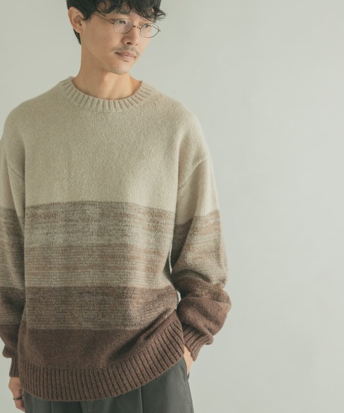 FORK&SPOON(フォークアンドスプーン)の「FORK&SPOON グラデーションニットプルオーバー(ニット/セーター・メンズ・ホワイト系その他/ブルー系その他・4/5)」の1枚目の写真