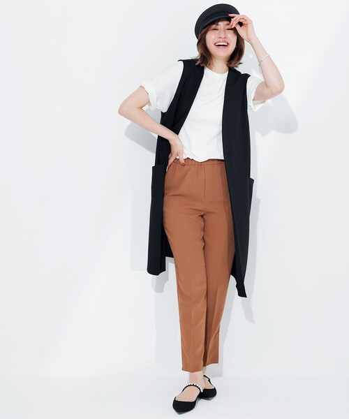 UNFILO(アンフィーロ)の「【新色追加!/接触冷感】マイビューティ フォルムTシャツ(Tシャツ/カットソー・レディース・ライトイエロー系/ネイビー系2/ベージュ系2/ホワイト系2/ブラック系/黄土色系・X-LARGE)」の12枚目の写真