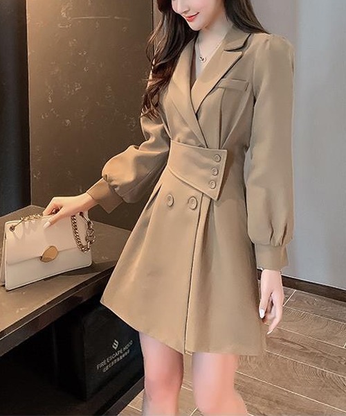 gossip!ロサンゼルス(ゴシップロサンゼルス)の「テーラードミニ丈ワンピース(ワンピース・レディース・ブラック/ベージュ/ブラック系その他/ベージュ系その他・M/L)」の16枚目の写真