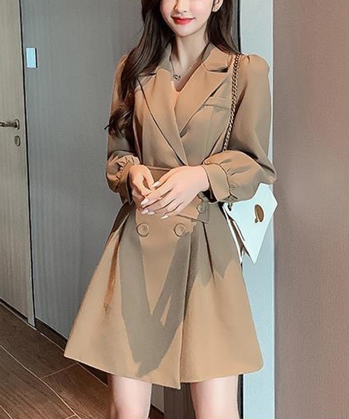 gossip!ロサンゼルス(ゴシップロサンゼルス)の「テーラードミニ丈ワンピース(ワンピース・レディース・ブラック/ベージュ/ブラック系その他/ベージュ系その他・M/L)」の7枚目の写真