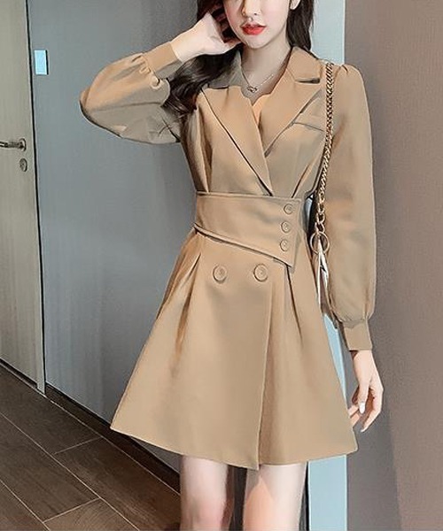 gossip!ロサンゼルス(ゴシップロサンゼルス)の「テーラードミニ丈ワンピース(ワンピース・レディース・ブラック/ベージュ/ブラック系その他/ベージュ系その他・M/L)」の19枚目の写真