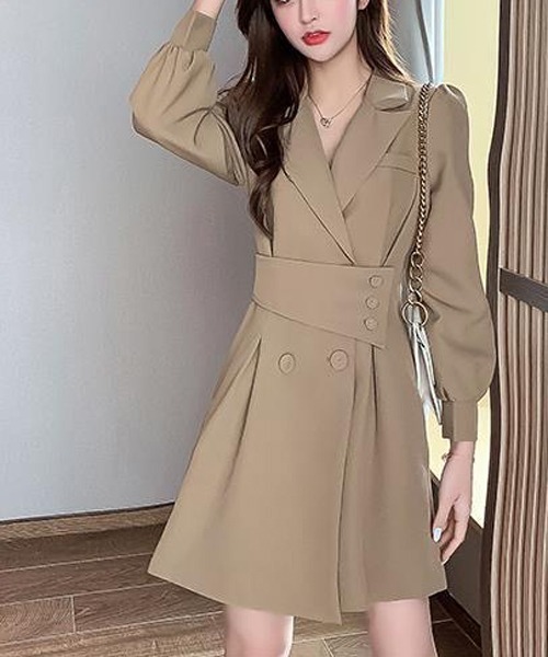 gossip!ロサンゼルス(ゴシップロサンゼルス)の「テーラードミニ丈ワンピース(ワンピース・レディース・ブラック/ベージュ/ブラック系その他/ベージュ系その他・M/L)」の14枚目の写真