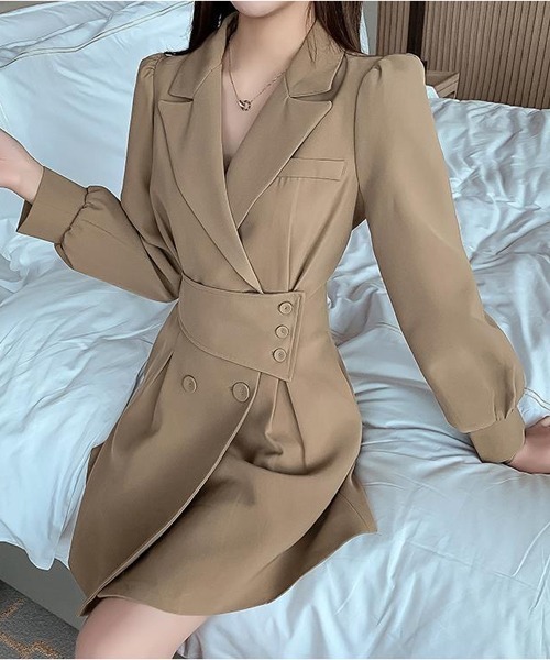 gossip!ロサンゼルス(ゴシップロサンゼルス)の「テーラードミニ丈ワンピース(ワンピース・レディース・ブラック/ベージュ/ブラック系その他/ベージュ系その他・M/L)」の17枚目の写真